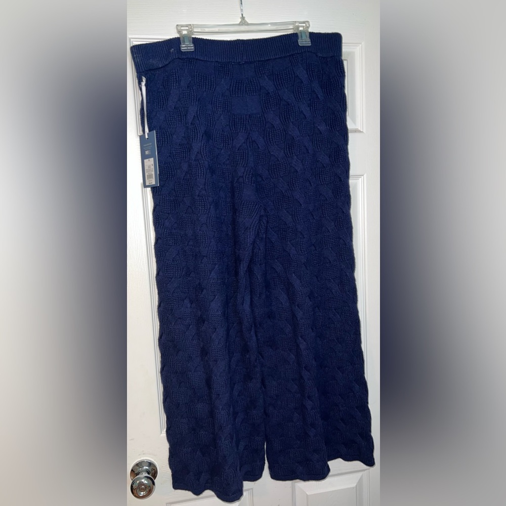 Navy blue knit pants from the sold out Rachel Comey x Target Collaboration
